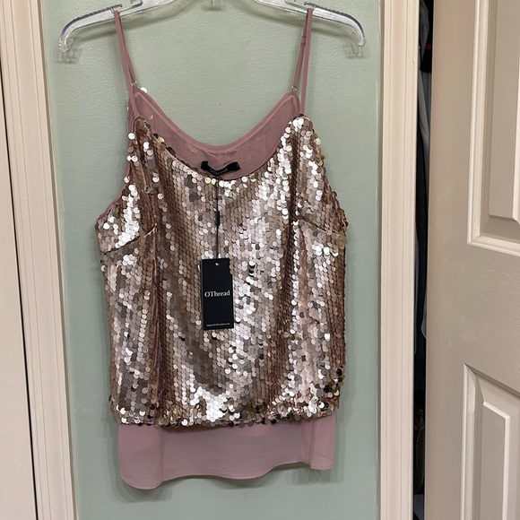 Double layer camisole top with sequins  - dusty pink - Picture 1 of 4